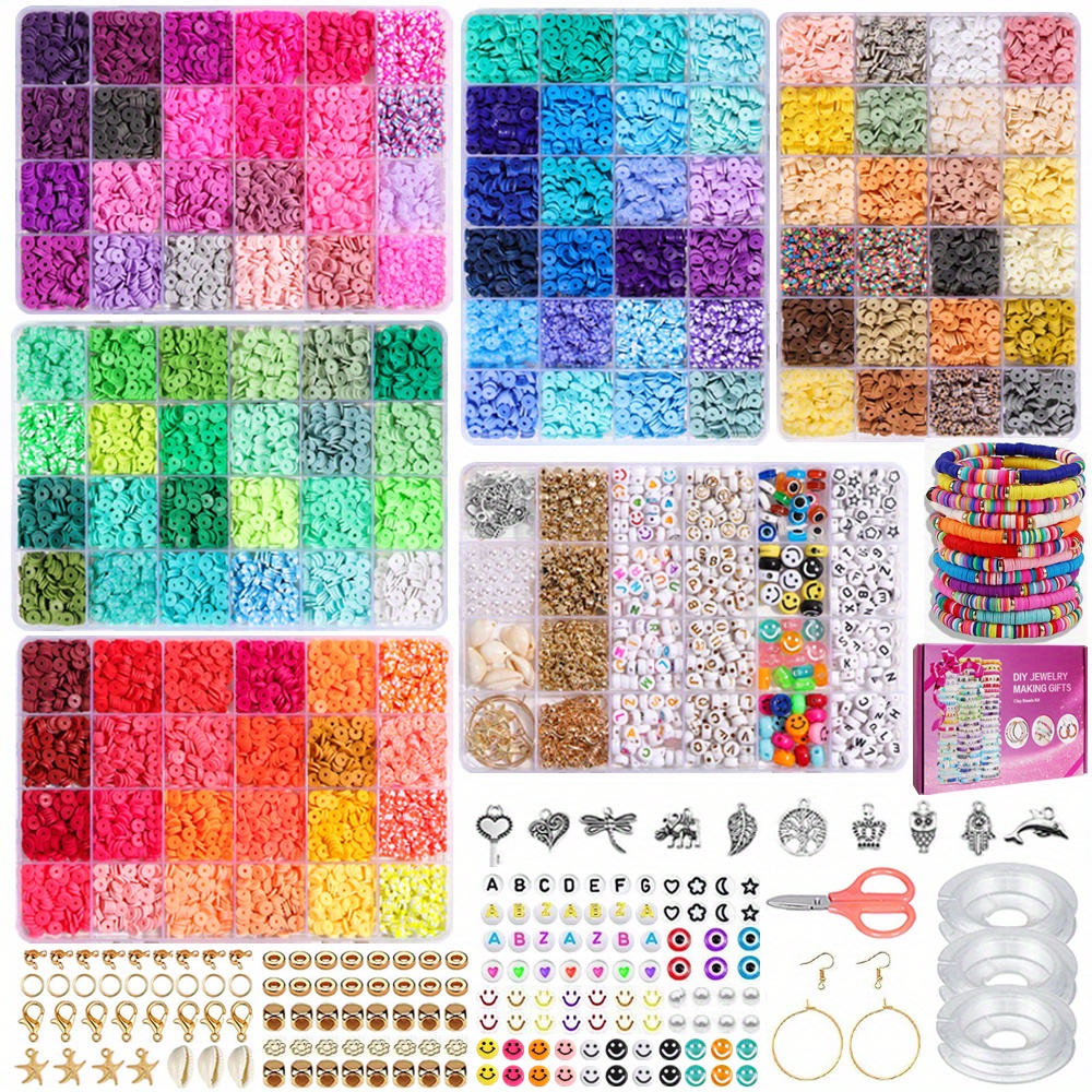 120 Colors Clay Beads For Bracelet Making Kit Flat Round - Temu