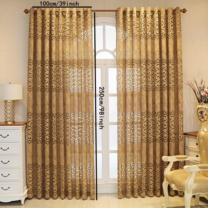 TEMU 1pc European Vintage Thickened Jacquard Curtain, Window Sheer Curtain For Living Room Bedroom Balcony Home Decor