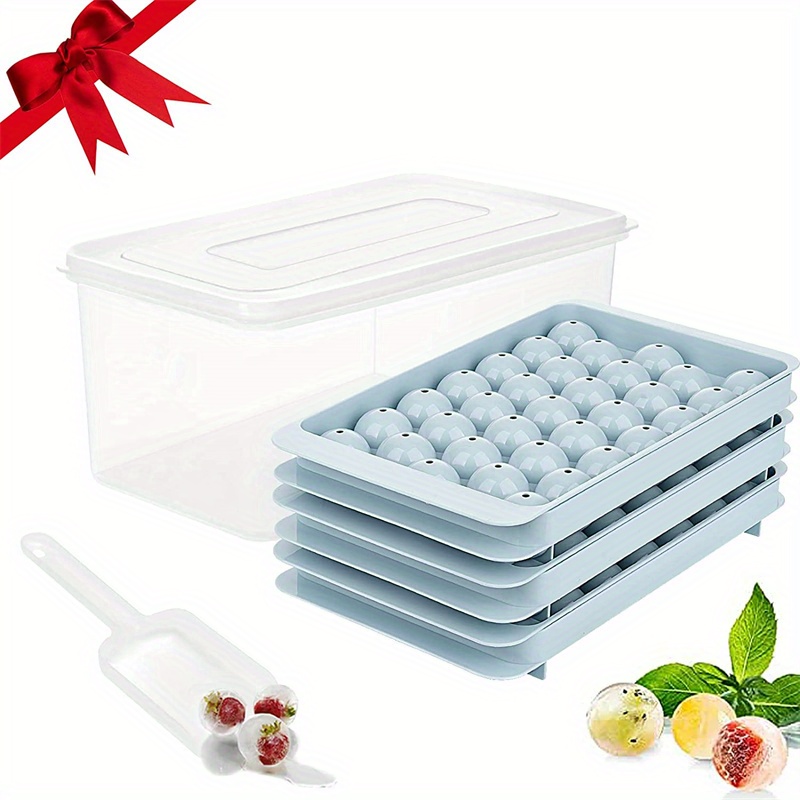 33 Grids Ice Ball Maker Mold Mini Round Ice Cube Tray Reusable with Lid  Freezer 