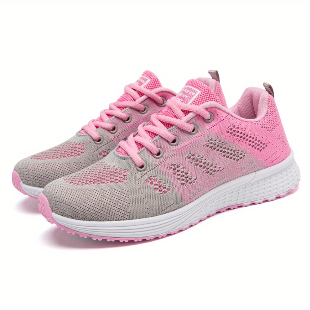 Image of Women's Flying Woven Breathable Running Training Shoes, Lace Up Low Top Lightweight Mesh Casual Sneakers, Women's Footwear