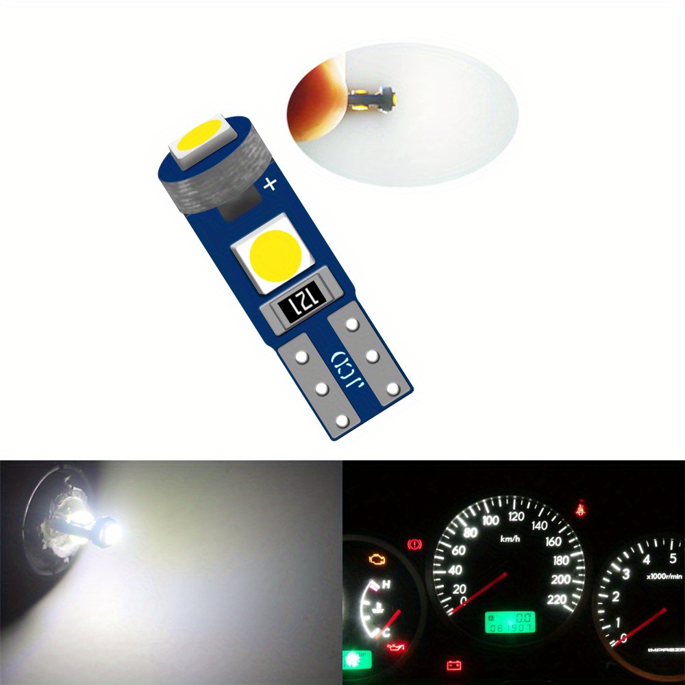 10Pcs 5 Colors T5 LED Car Dash Light Instrument Cluster Gauge Panel Lamps  Bulbs
