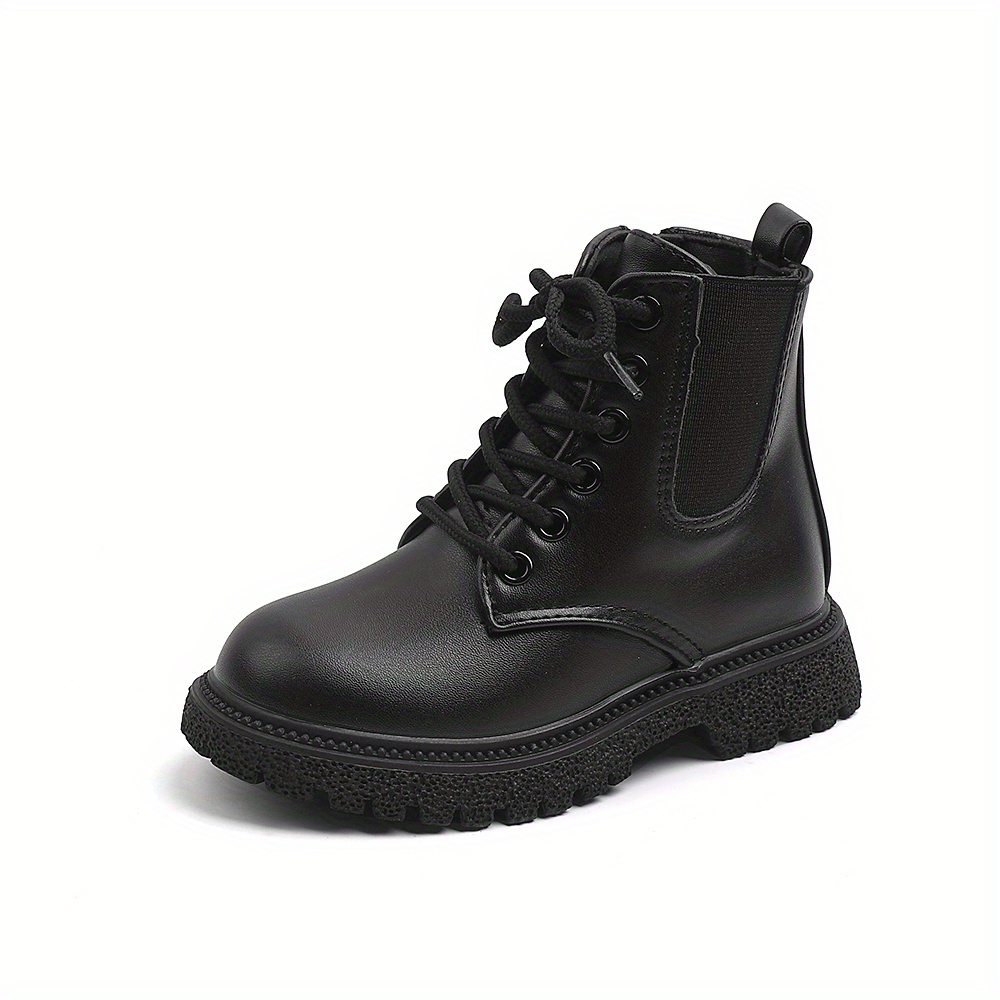 Trendy Classic Black Boots Girls Kids Ankle High Zipper - Temu