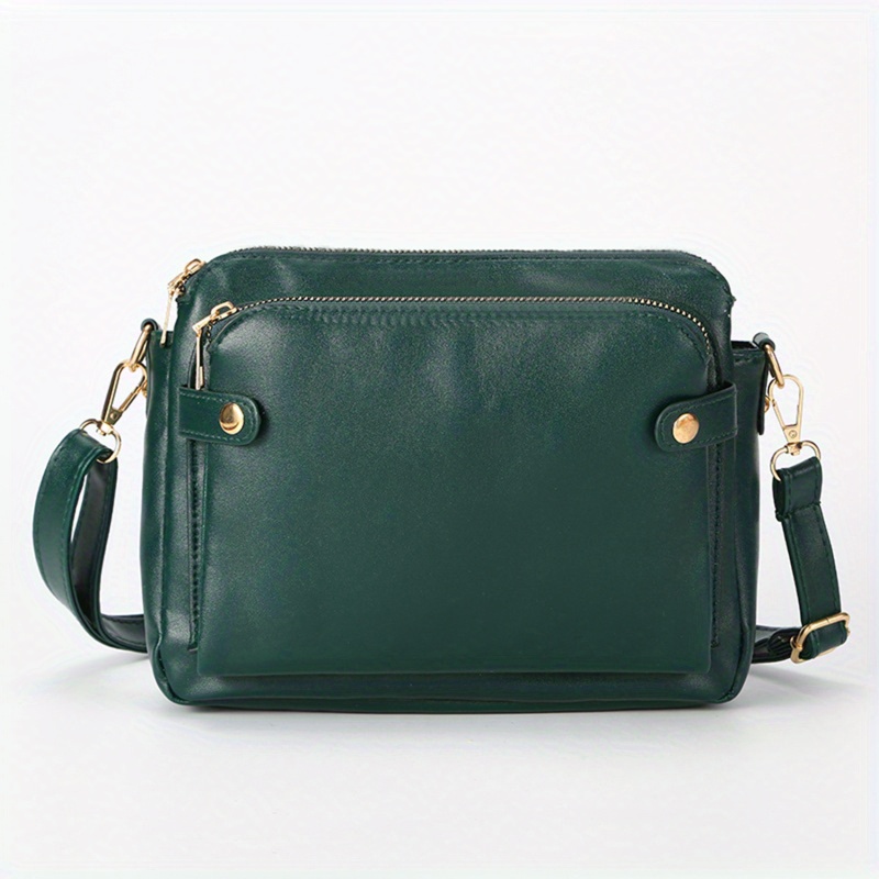 Women's Green Faux Leather Small Crossbody Bag