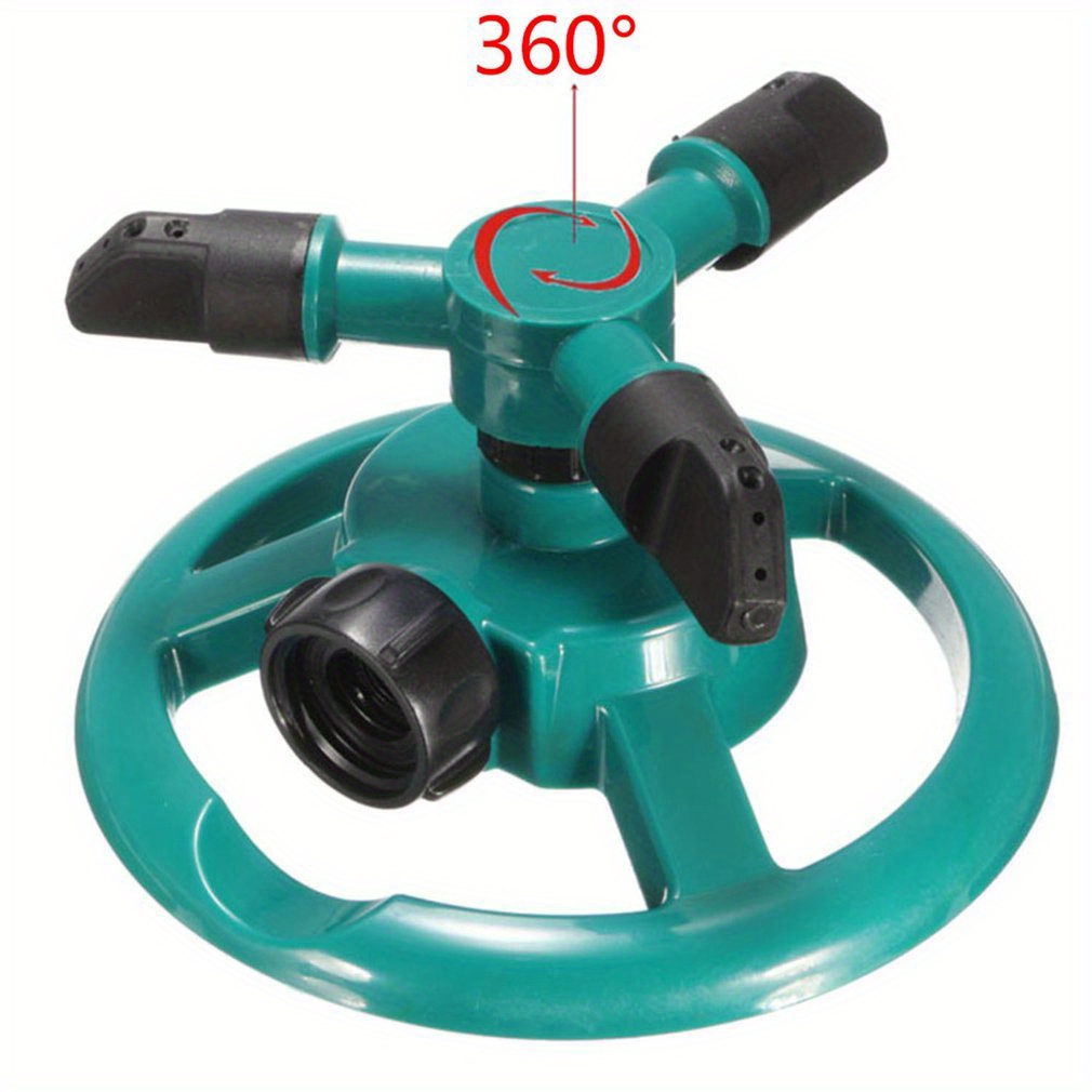1pc garden sprinkler 360 3 arm rotating automatic lawn water nozzles system for garden farm vegetable field watering equipment green details 1