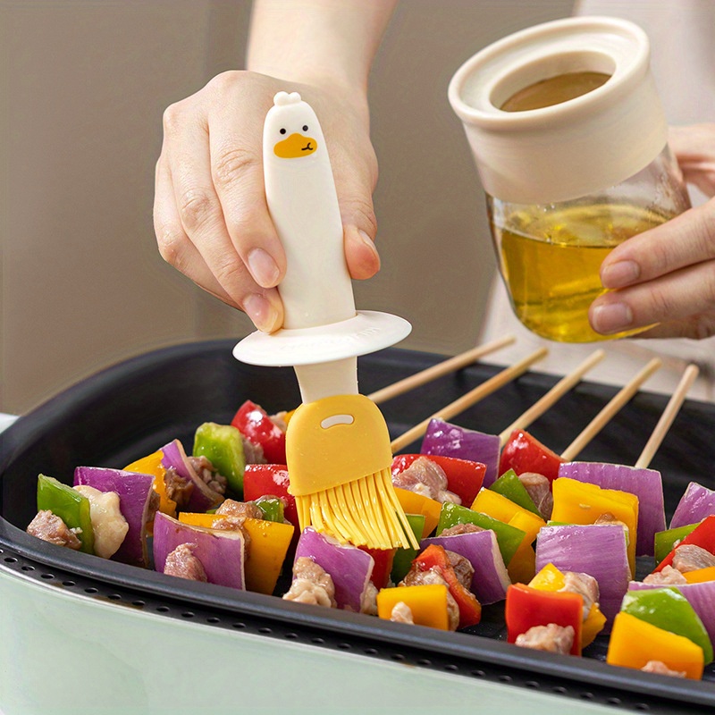 1pc oil dispenser bottle with brush 2 in 1 kitchen olive oil container with silicone pastry basting brush for cooking vinegar sauce bbq grill frying details 12