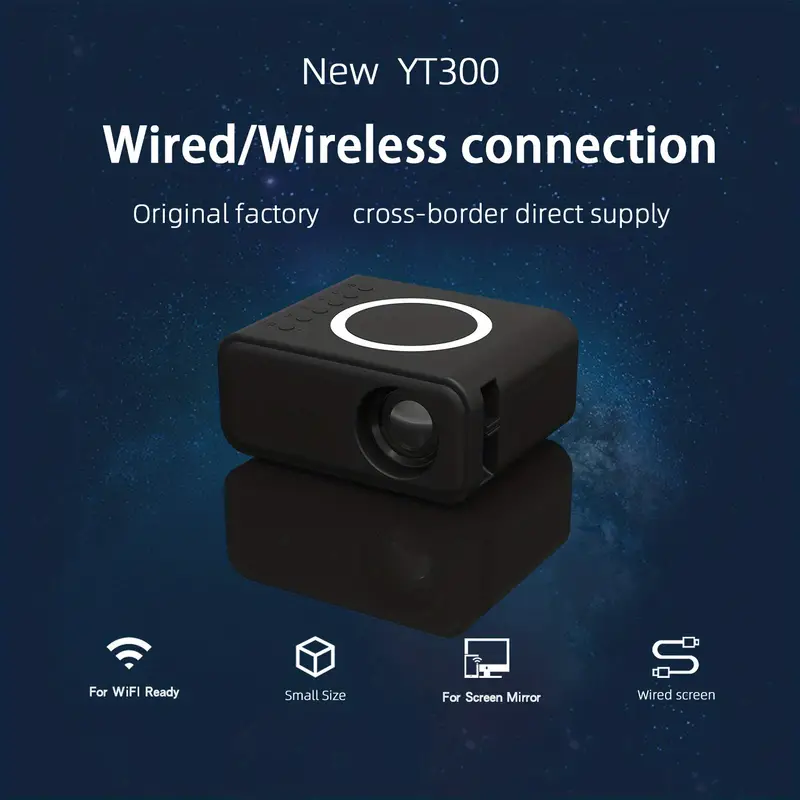 New Home Projector With Wireless And Wired Connection To Mobile Phone Portable Mini style Outdoor Projector With Built in Speaker And Audio Port Compatible With Android IOS Mobile Phone Tablet details 12