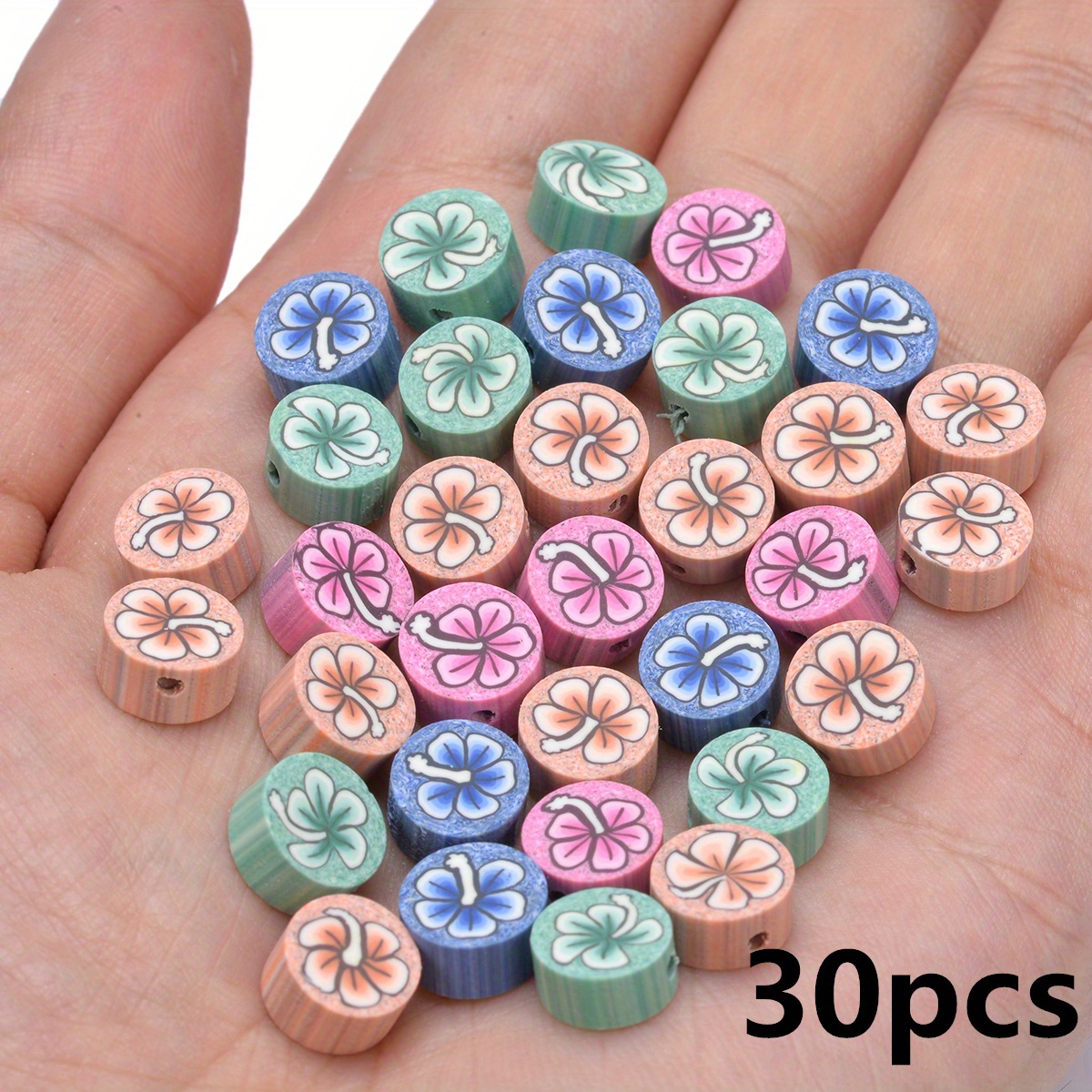 10mm 20pcs Polymer Clay Beads Smiley Animal Sunflower Heart Shape Christmas  For Jewelry Making