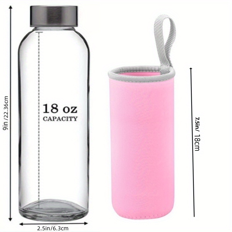 Glass Water Bottles with Stainless Steel Cap (18oz)