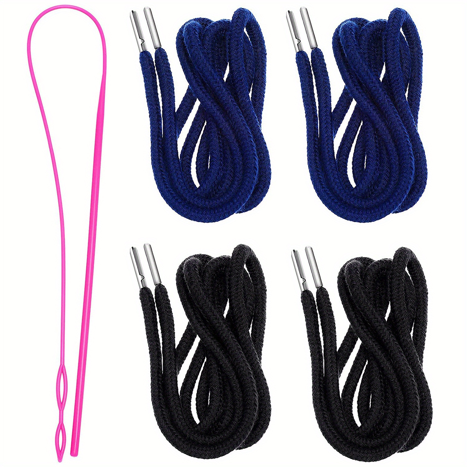 Drawstring Cords for Sewing Draw String Replacer Hoodie Drawstring  Replacement(4 Round + 4 Flat + 2 Drawstring Threader + 1 Seam Ripper + 4  Plastic