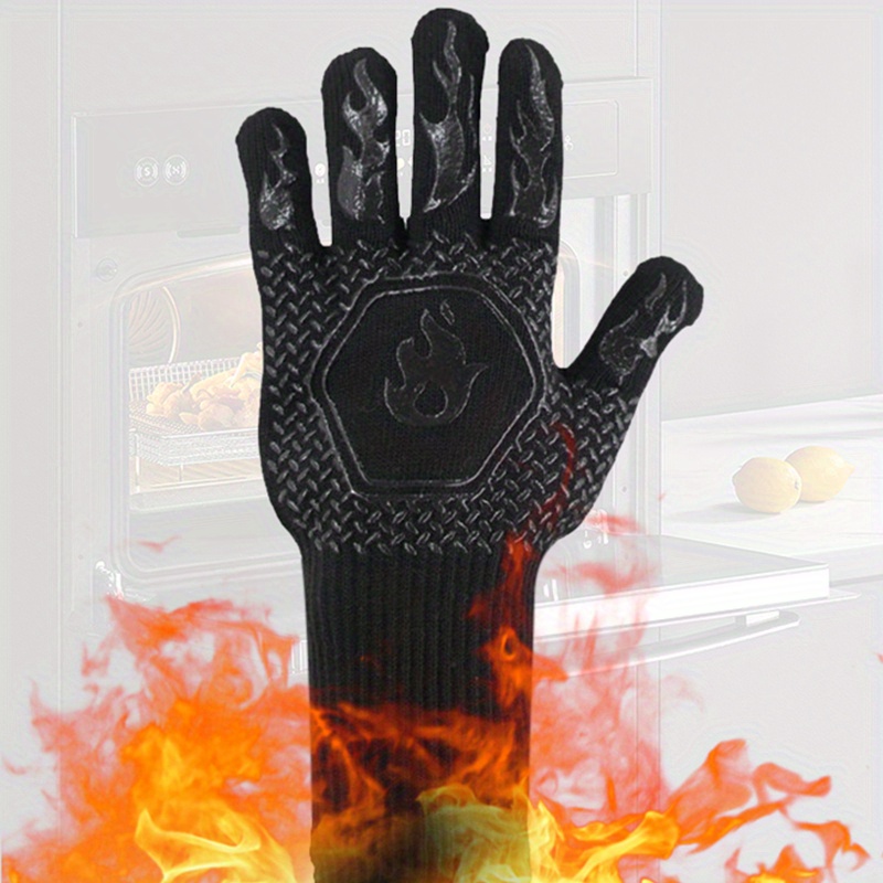 Guantes de barbacoa extremadamente resistentes al calor, hasta 932°F,  guantes de horno de cocina de grado alimenticio, flexibles, de silicona