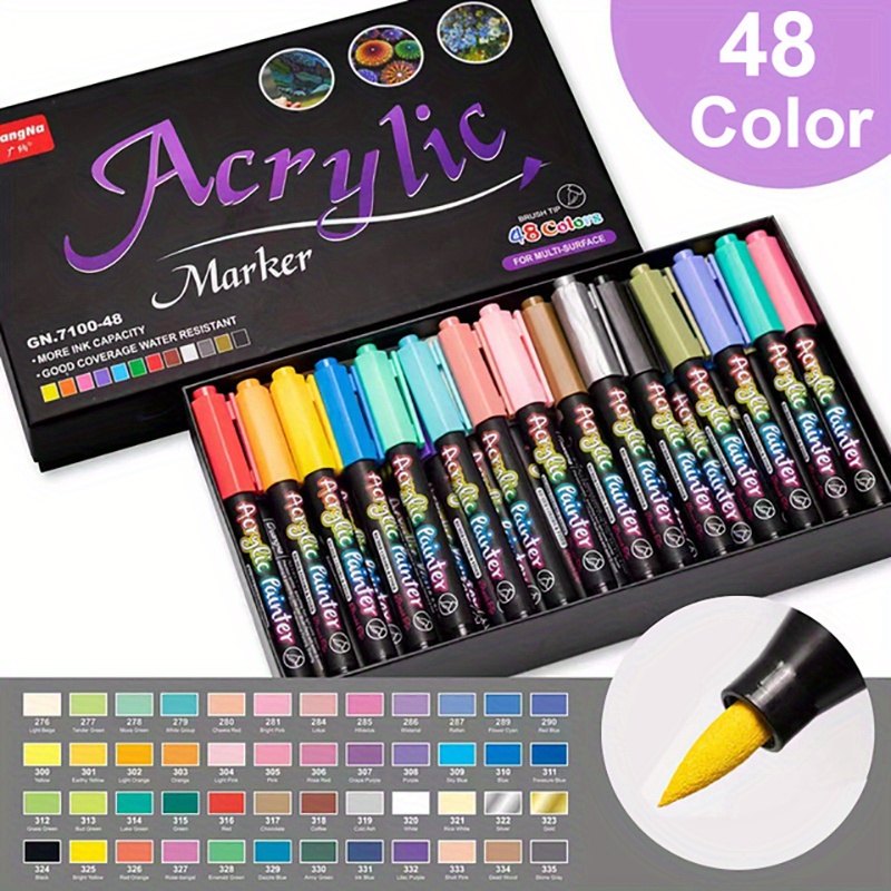 12 24 Colors Acrylic Marker Pen Acrylic Paint Brush Markers Pens For  Christmas Art Rock Painting,card Making,stone - Temu