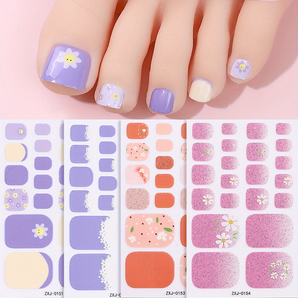 WOXINDA Summer Stickers for Nails Color Street Nails Strips Girls Toe Nail  Sticker Art Stickers Decal Tips Manicure DIY Hot Stamping Nail Foil 