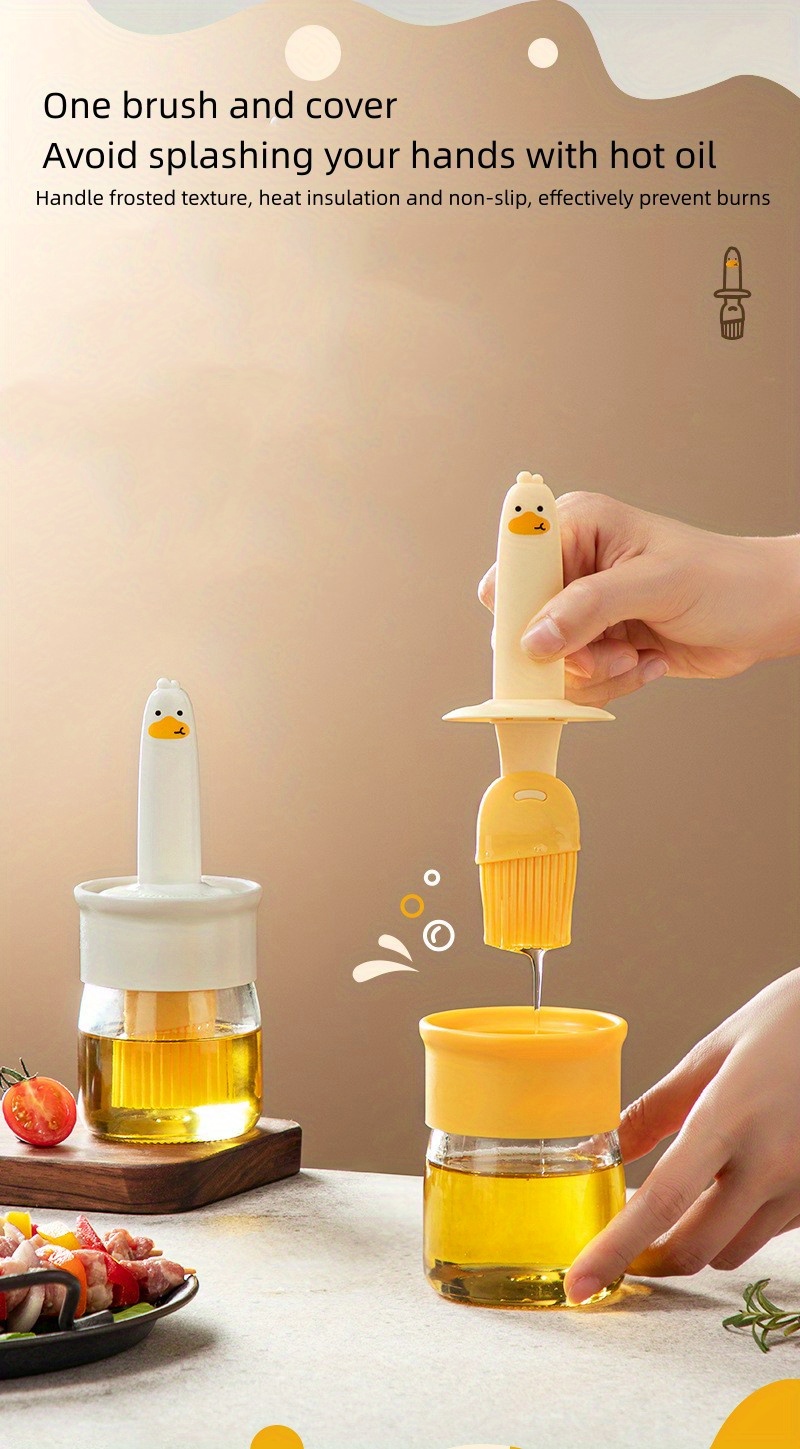 1pc oil dispenser bottle with brush 2 in 1 kitchen olive oil container with silicone pastry basting brush for cooking vinegar sauce bbq grill frying details 3