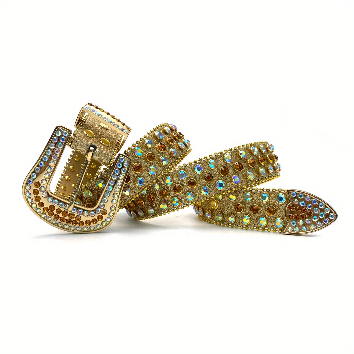  Wvapzxx Cinturón dorado con diamantes para hombre, vaquera  occidental, vaquera, con cristales brillantes, con tachuelas, cinturones de  cuero con diamantes de imitación para mujer, G09-oro : Ropa, Zapatos y  Joyería