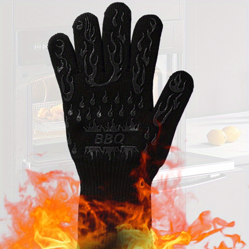 Barbecue Gloves, Oven Gloves, Non-slip Silicone Oven Gloves Heat Resistant  Up To 800c En407 Certified, Bbq Silicone Gloves For Cooking Baking Welding