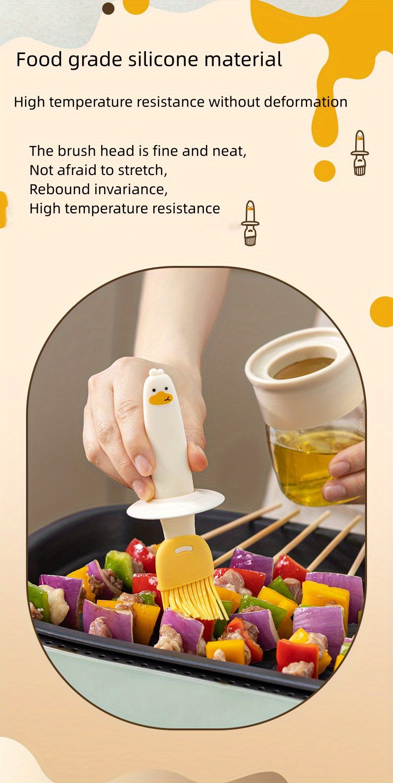 1pc oil dispenser bottle with brush 2 in 1 kitchen olive oil container with silicone pastry basting brush for cooking vinegar sauce bbq grill frying details 4