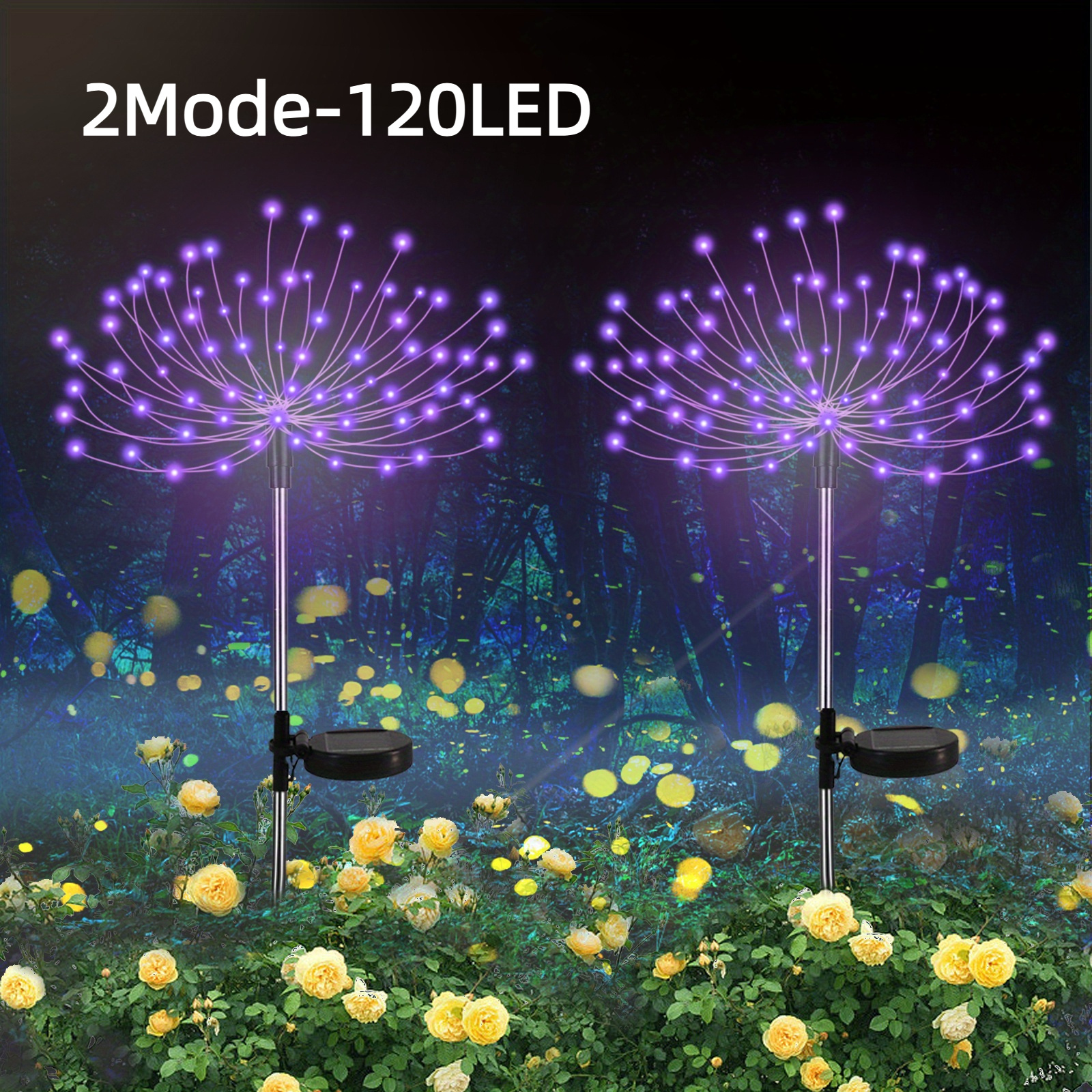 Solar Dandelion Firework Lights No Wiring Plug Play Temu