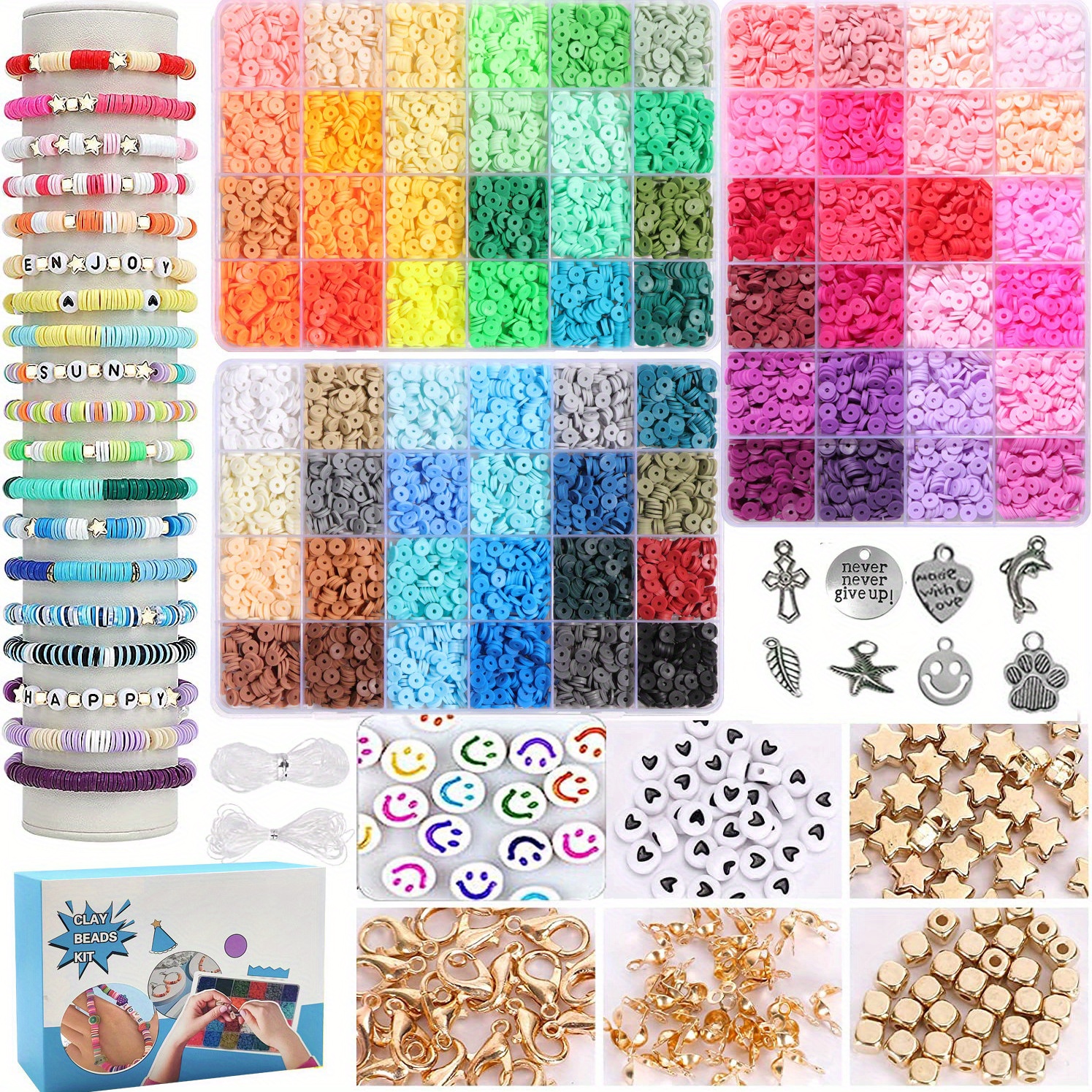 Assorted Beads Kit 72 Colors Spacer Heishi Beads Flat - Temu