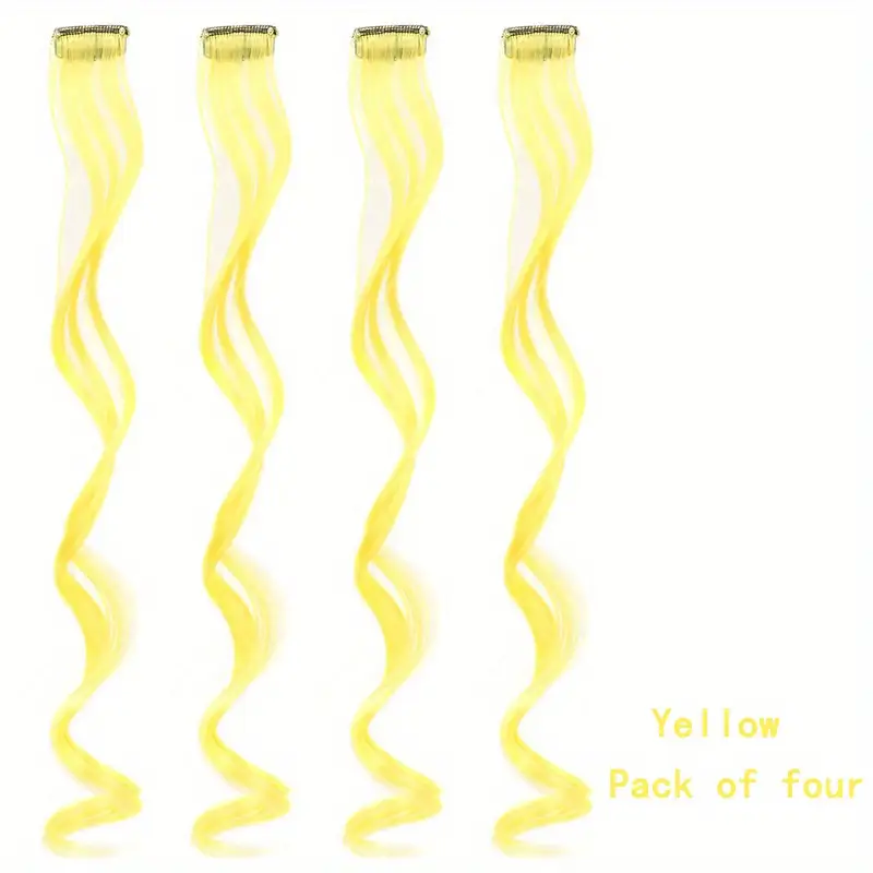 Colorful Long Curly Wavy Hair Pieces Synthetic Clip In Hair