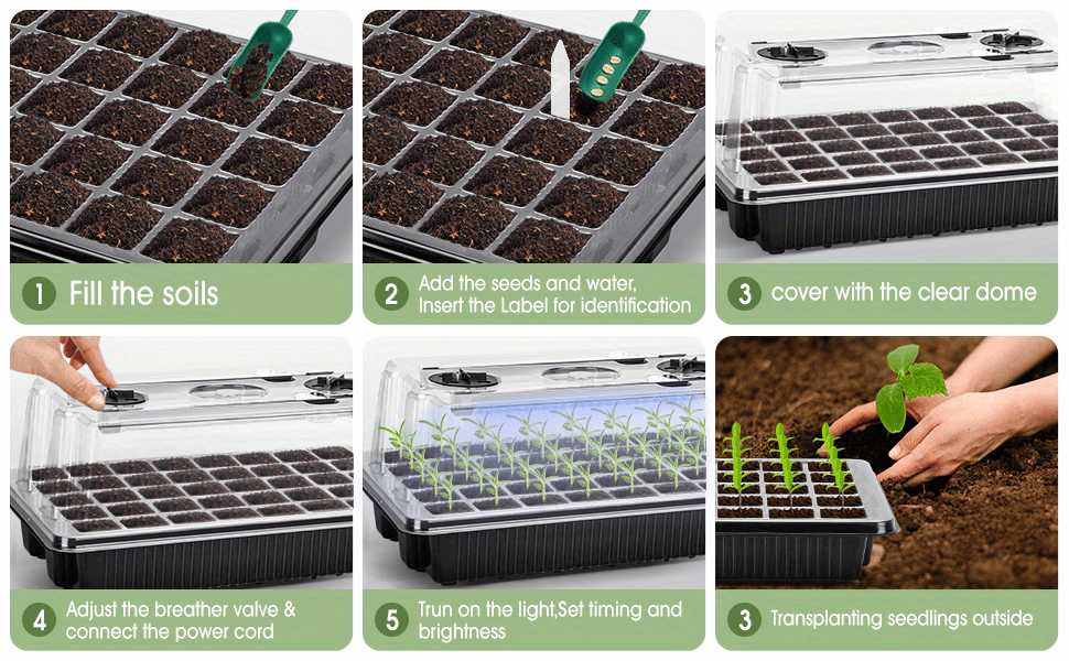 Snagshout  $12.5 Seed Starter Tray, 40 Cells Seed Starter Kit with  Seedling Heat Mat, Germination Tray with Humidity Control Domes, Cloning  Kit, Propagation and Germination Station, Heat Mat for Plants Starter Kit