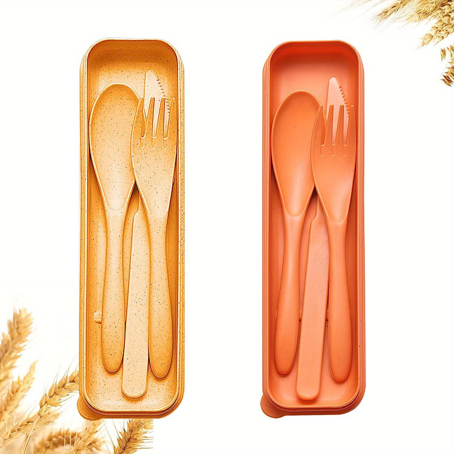 Portable Cutlery Set Reusable Travel Utensils Wheat Straw - Temu