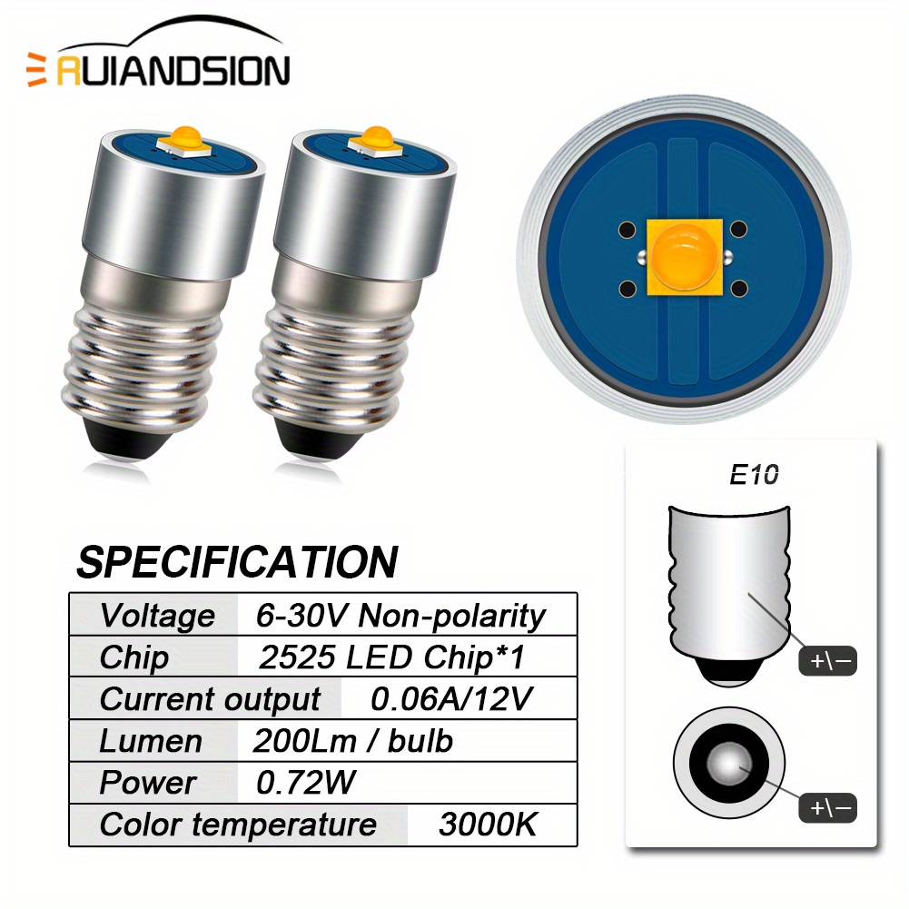 Ruiandsion E10 Upgrade Led Flashlight Bulbs 3v 4.5v 6v 12v - Temu