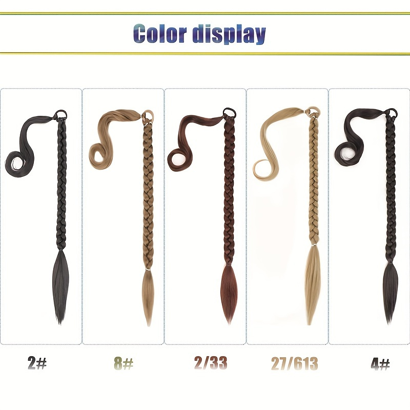 elegant long straight braided ponytail extension for women natural looking soft synthetic hair with high temperature fiber   around design   daily use ponytail hair extensions details 2
