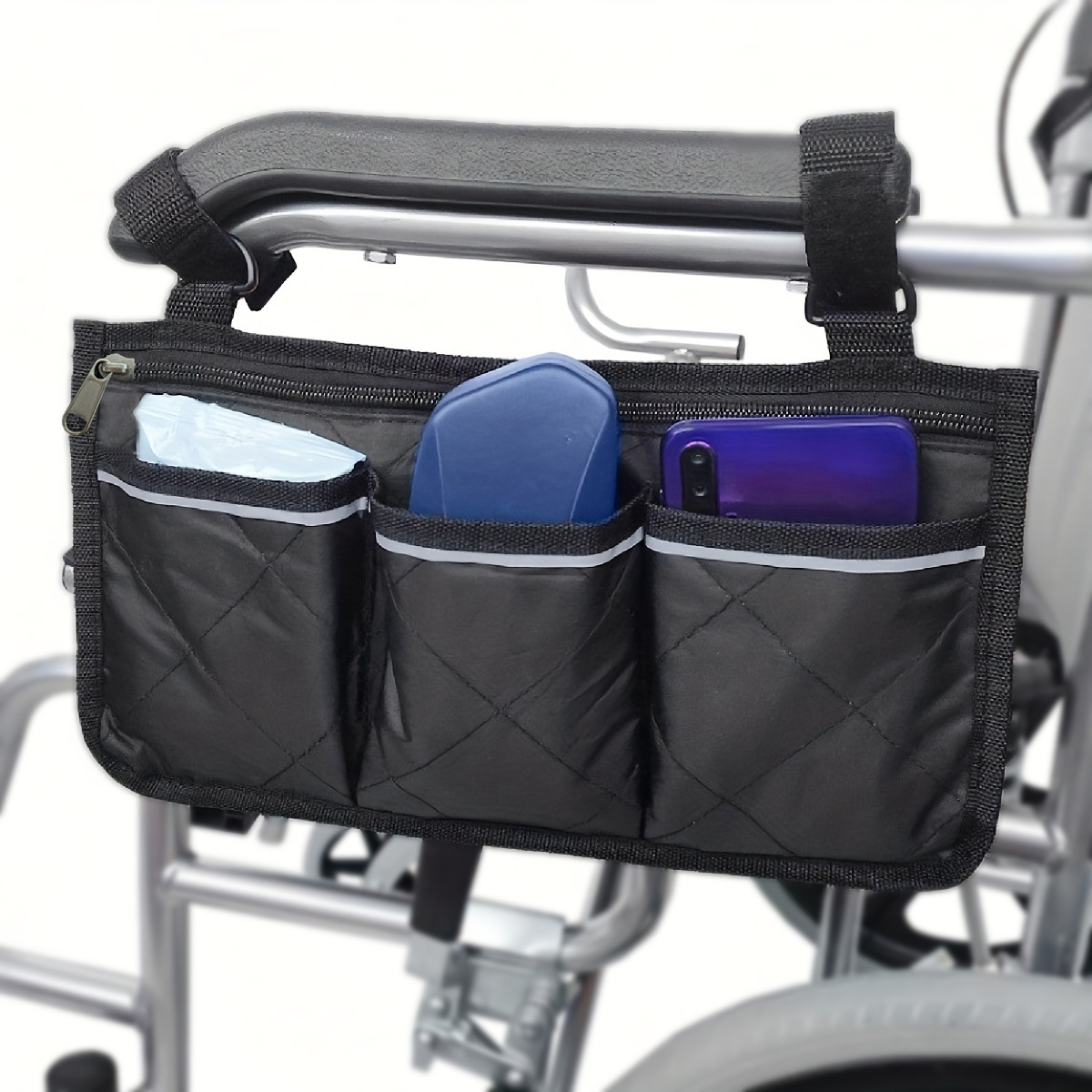 Organizador de almacenamiento de bolsa lateral colgante para silla de ruedas