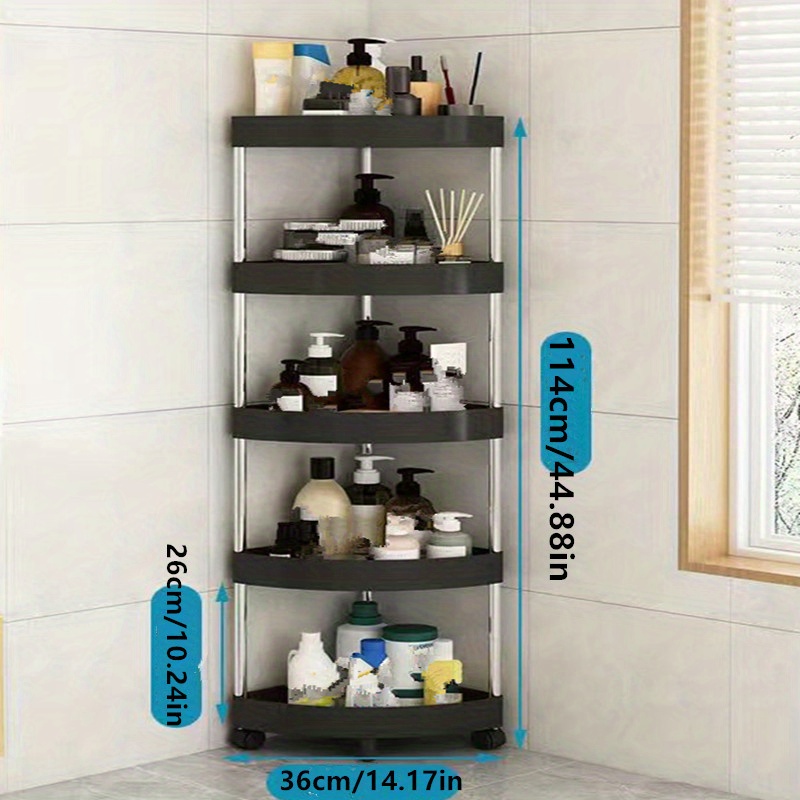 Bathroom Corner Shelf Triangle Storage Rack Wheels Free Temu
