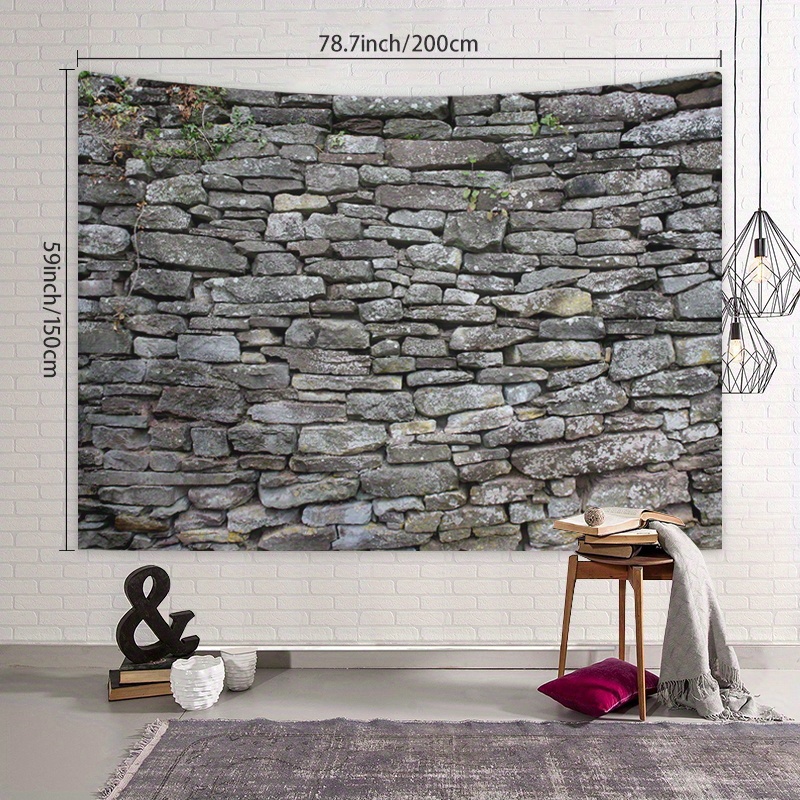 Retro Rural Brick Stone Tapestry Amber Gray Brick Pattern Temu