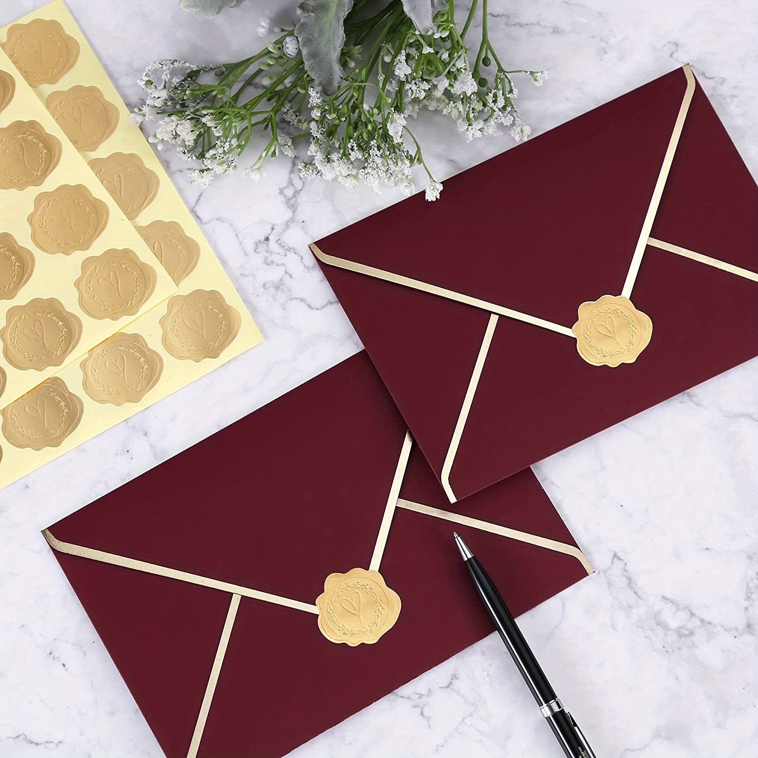 500pcs Gold Embossed Wax Seals Gold Foil Envelope Seals Thank You Stickers  Labels for Business Packaging Wedding Invitations - AliExpress