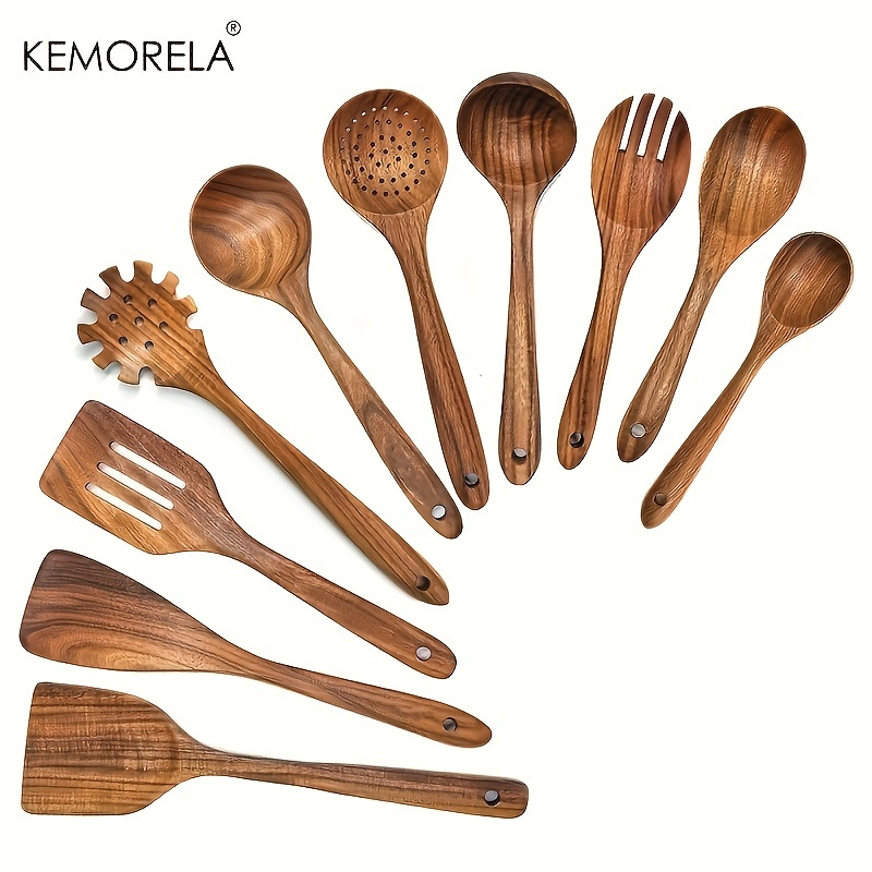 Wooden Kitchen Utensils Set Pakkawood Wooden Spoons For - Temu