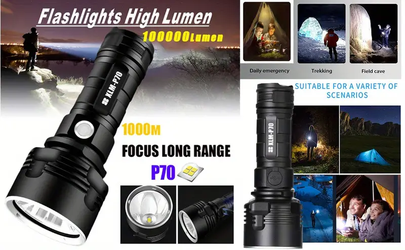flashlight high lumens rechargeable super bright xhp70 2 led flashlights brightest flash light high power tactical flashlights handheld emergency flashlights for camping hiking details 5
