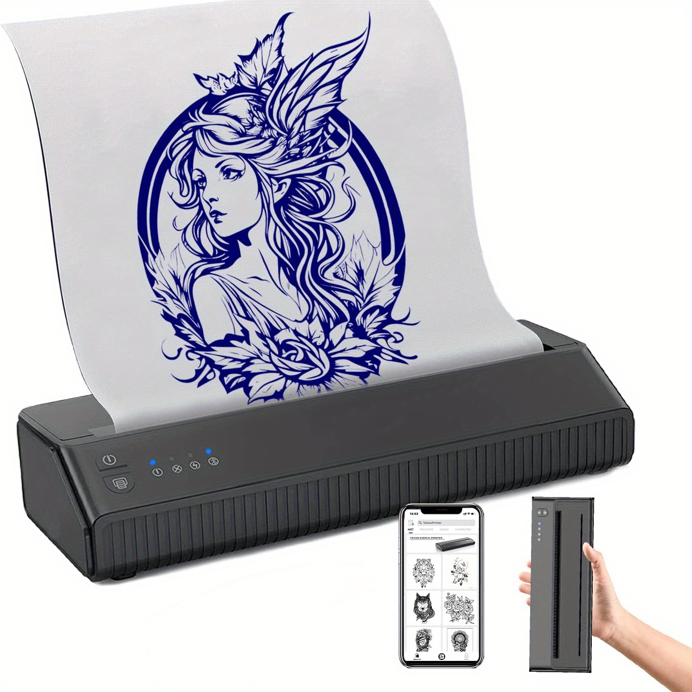 Portable Tattoo Transfer Stencil Machine Mini USB Port Thermal Copier  Printer Compatible with Mobile Phone Device and Computer - Walmart.com