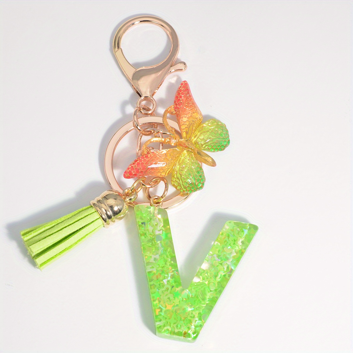 Fashion Colorful Letter Keychain Pendant Sequin Resin Key Chain