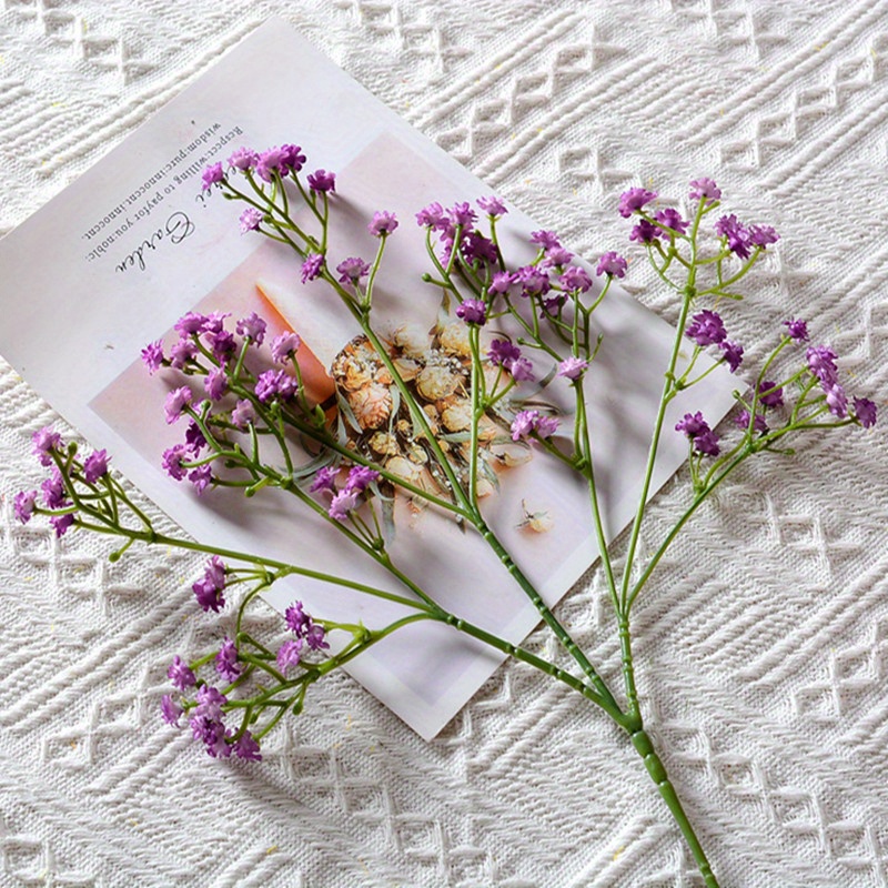 4 Pack | 27 Purple Babys Breath Artificial Flowers, Gypsophila Real Touch  Silk Flowers Stem