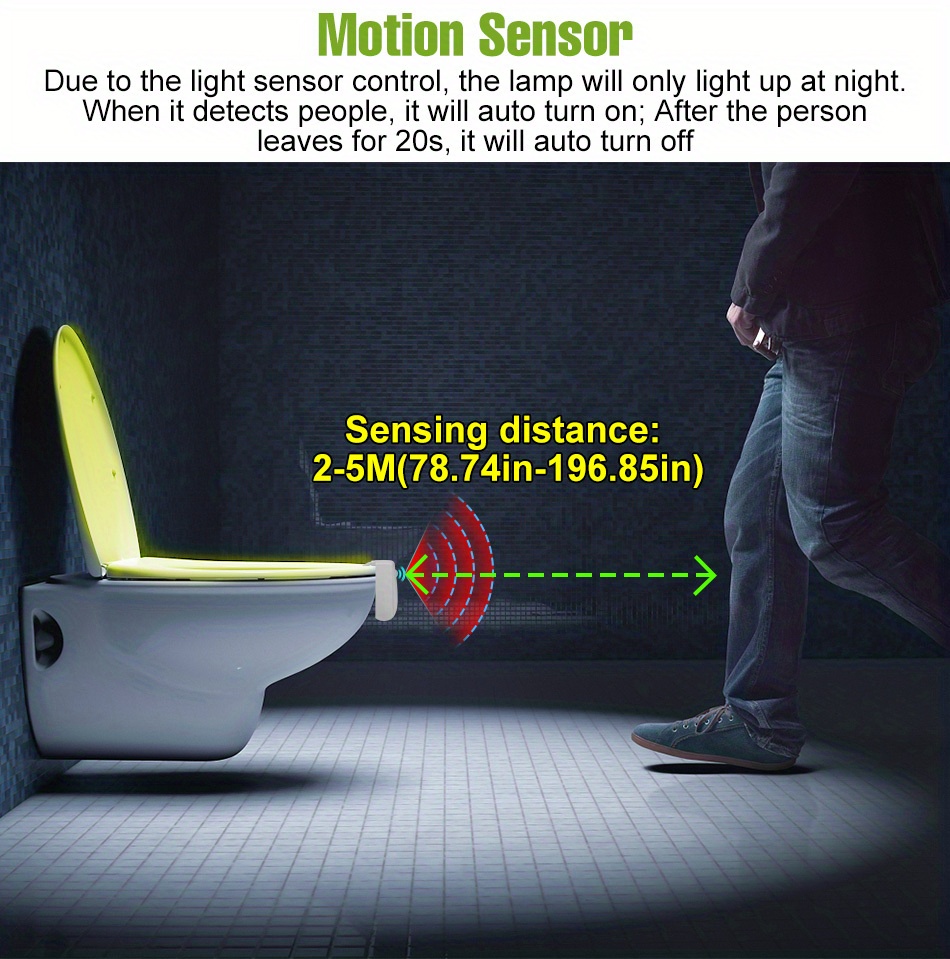 Motion Sensor LED Toilet Night Light, Light Detection Motion