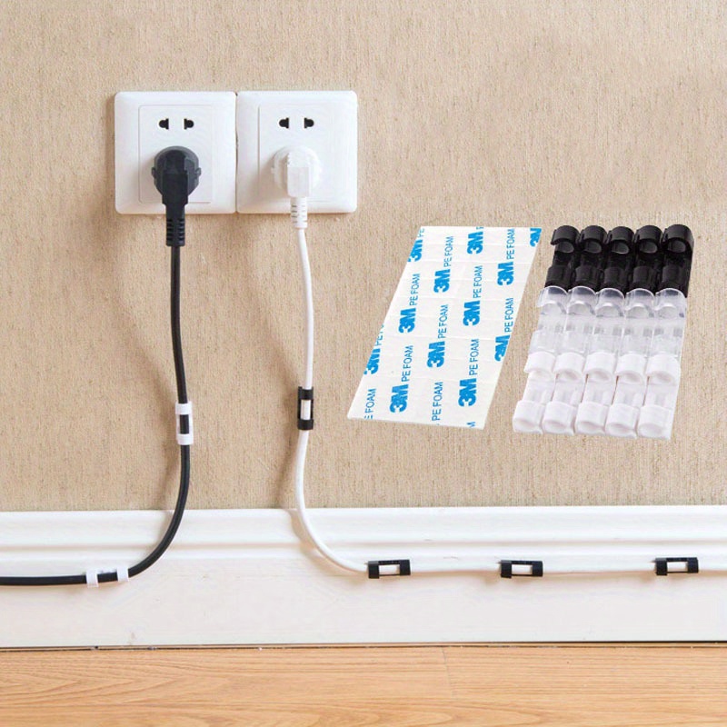 Helboar Cable Clips 50pcs, Self Adhesive Cable Management Clips, Cord Organizer Wire Clips Cord Holder for Appliances PC Wall Ethernet Cable Under