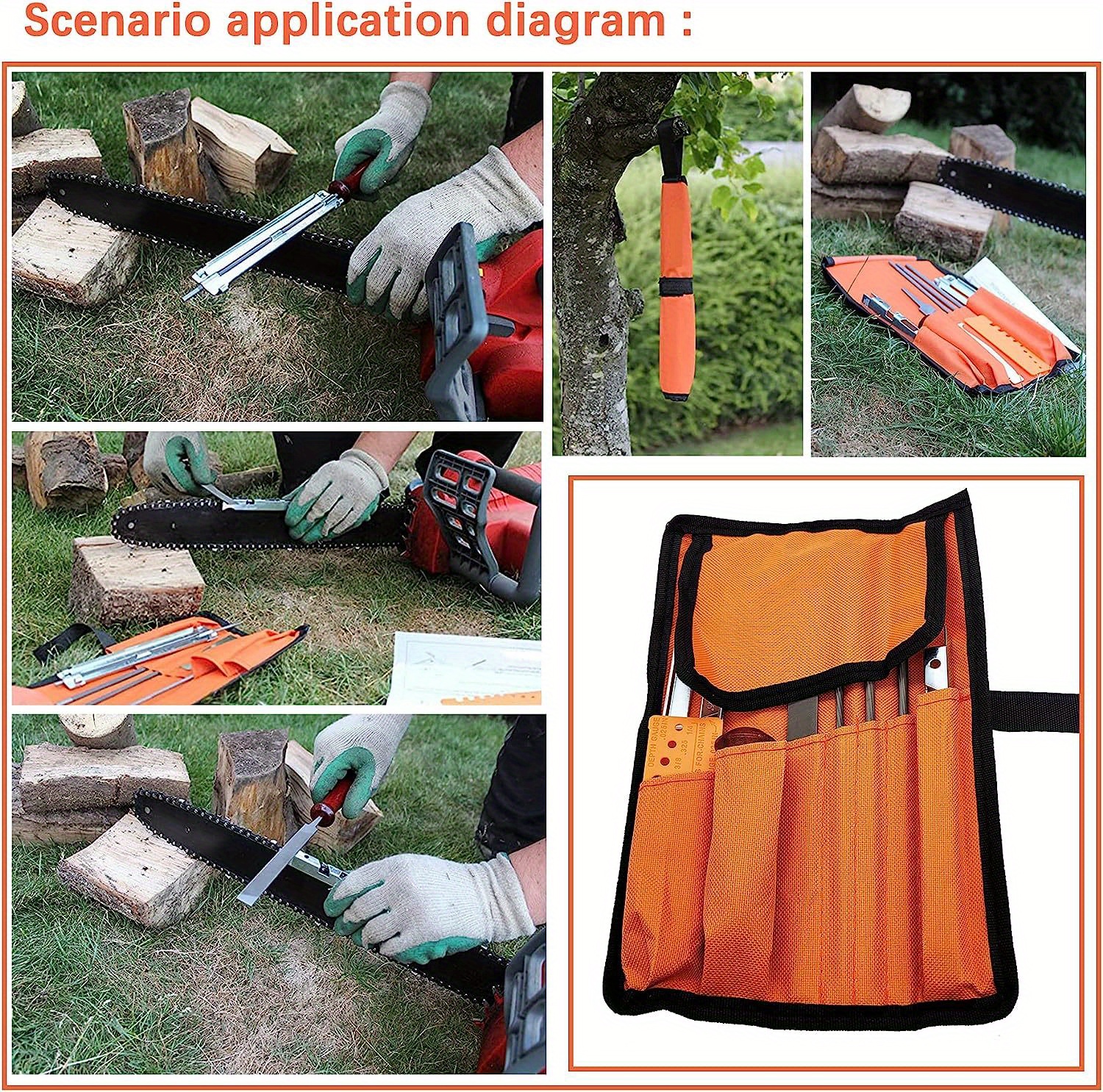 Chainsaw Sharpener File Kit Round Files Wood Handle Tool Temu