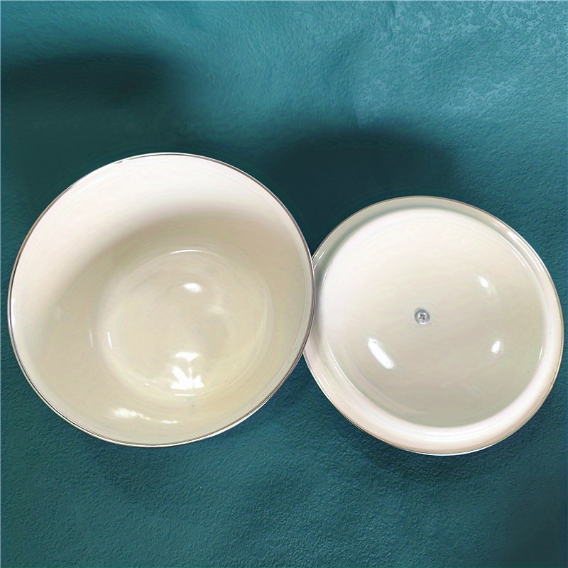 BESTYASH Vintage Emaille Schüssel Mit Deckel - Retro Rührschüssel Für Küche & Deko