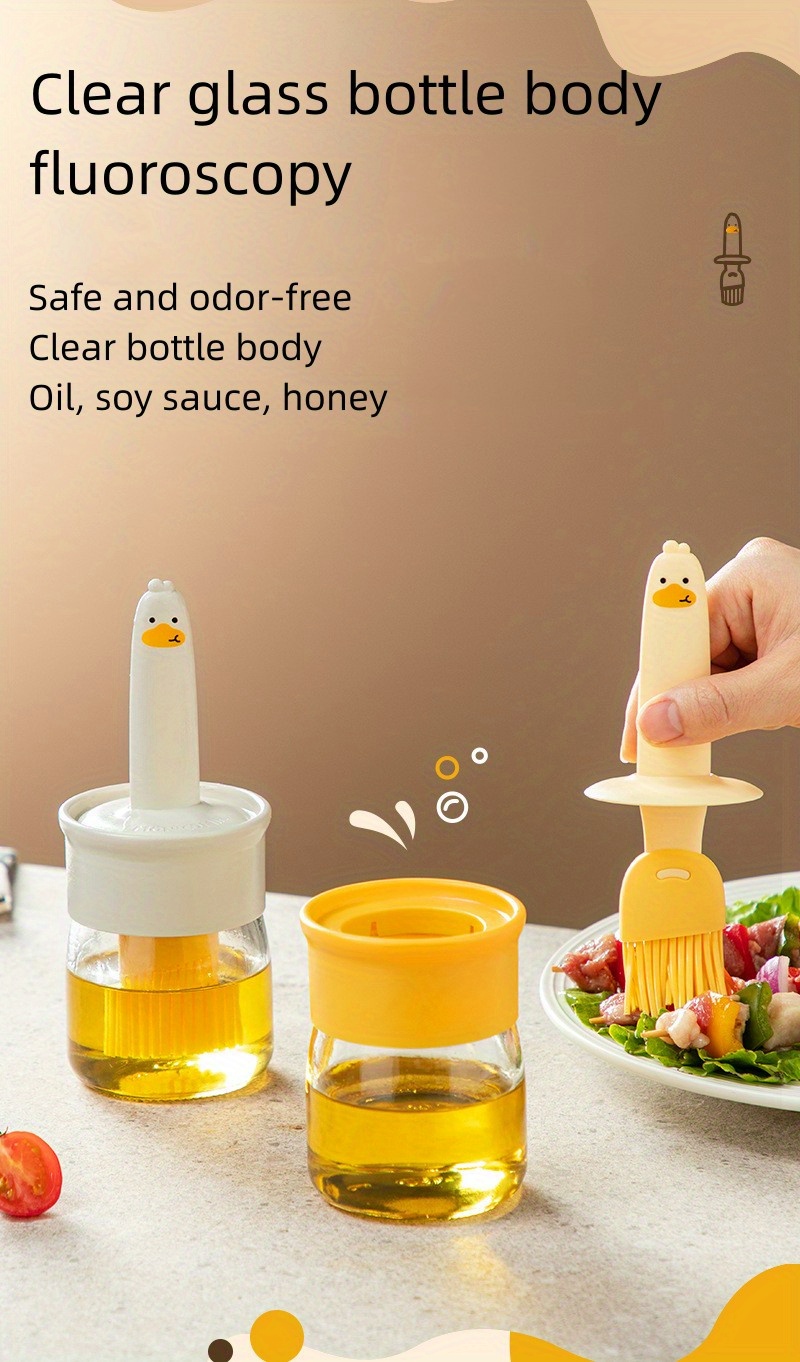 1pc oil dispenser bottle with brush 2 in 1 kitchen olive oil container with silicone pastry basting brush for cooking vinegar sauce bbq grill frying details 5