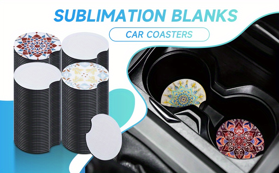 20pcs Sublimation Blanks Car Coasters DIY Painting Cup Coasters