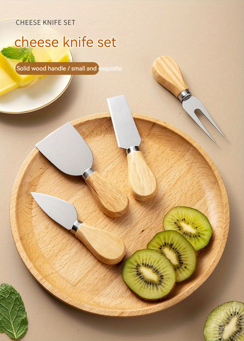 Stainless Steel Cheese Knife Set Rubber Wooden Handle Cream Cutter