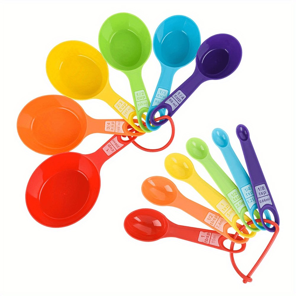 10pcs/set Colorful Measuring Cups And Spoons Set With Marked Cups & Baking  Spoons