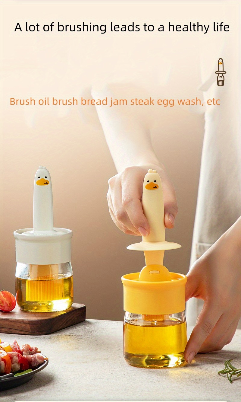 1pc oil dispenser bottle with brush 2 in 1 kitchen olive oil container with silicone pastry basting brush for cooking vinegar sauce bbq grill frying details 0