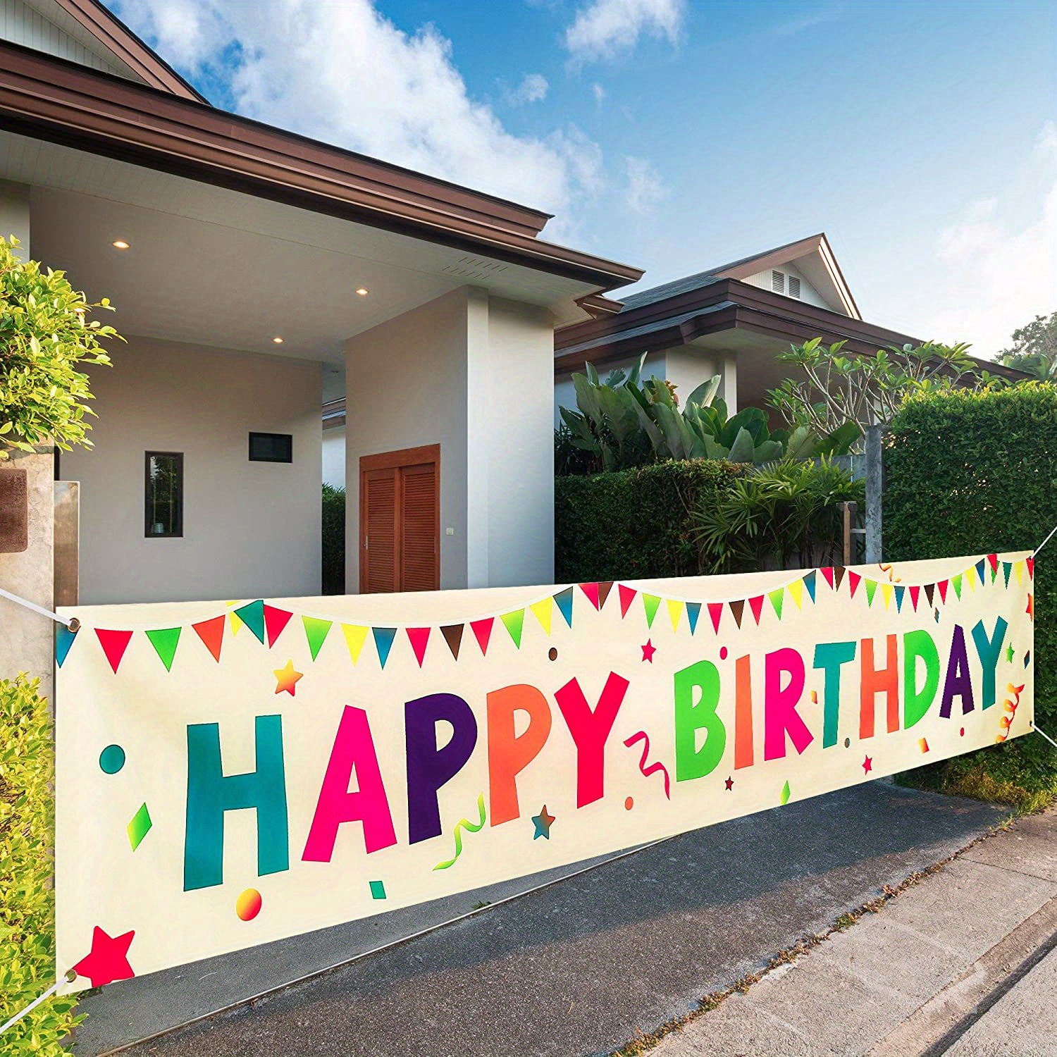 Colorful Happy Birthday Yard Banner Sign Brass Grommets Temu Australia