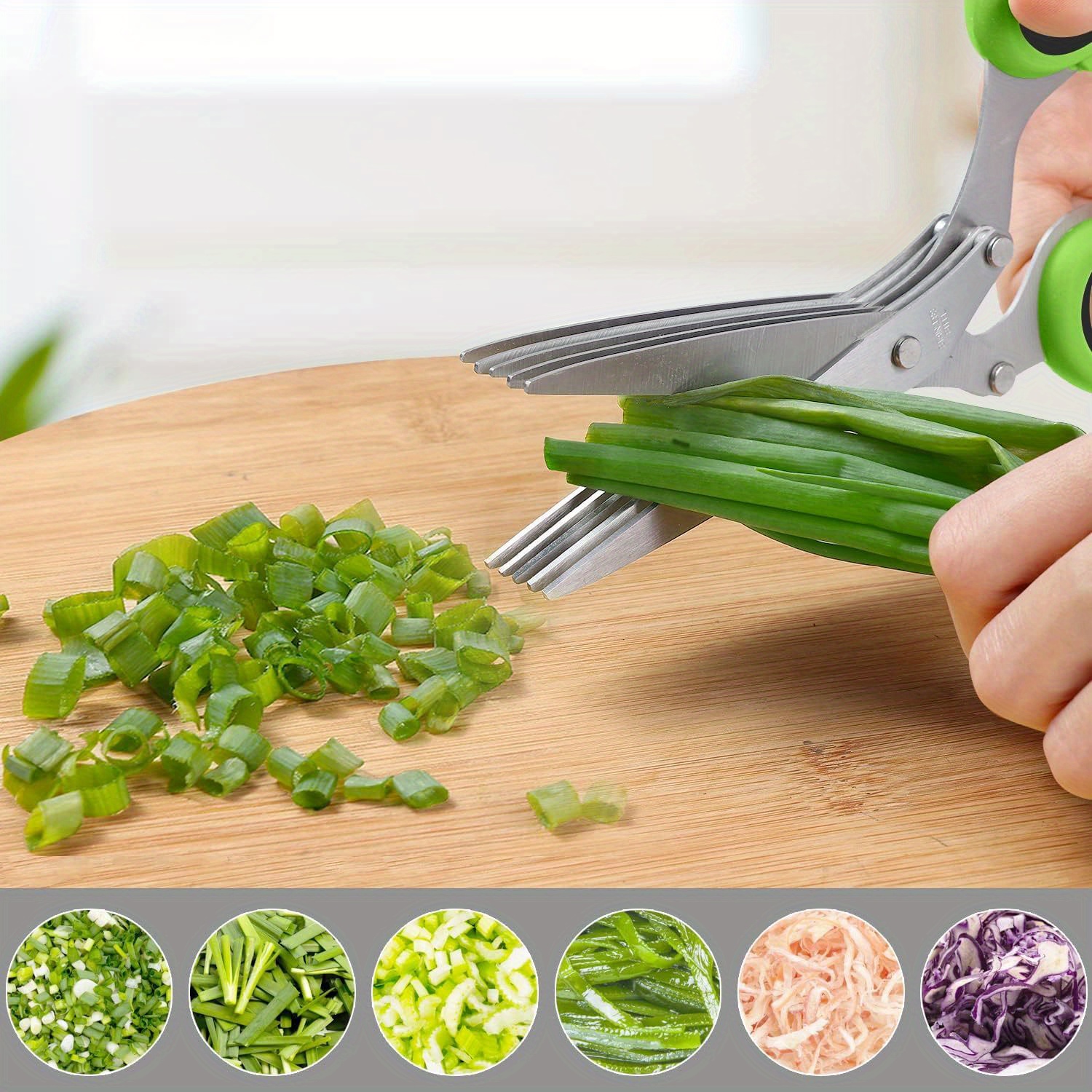 1pc Tijeras De Cocina, 5 Capas Tijeras De Cocina De Múltiples Capas De  Acero Inoxidable Cebolla Verde Picada Cortar Verduras Hierba Especias  Tijeras Suministros De Cocina - Temu