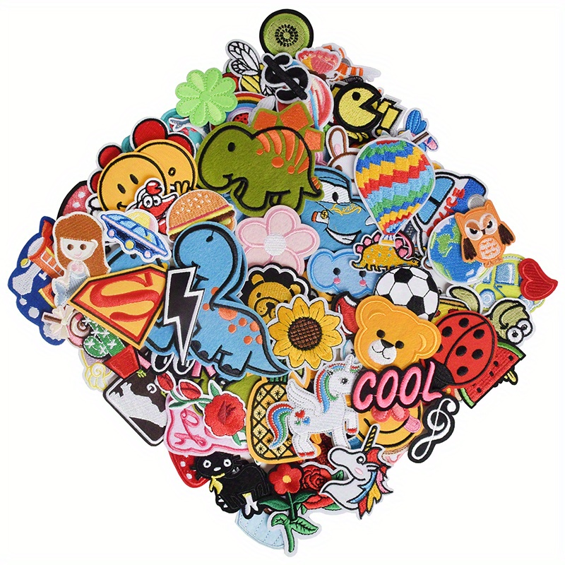16pcs Cute Cartoon Iron On Patches For DIY Clothing Projects And Gifts