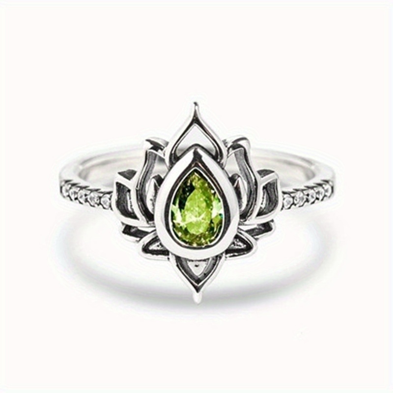 Boho Style Silver Plated Lotus Shape Promise Ring