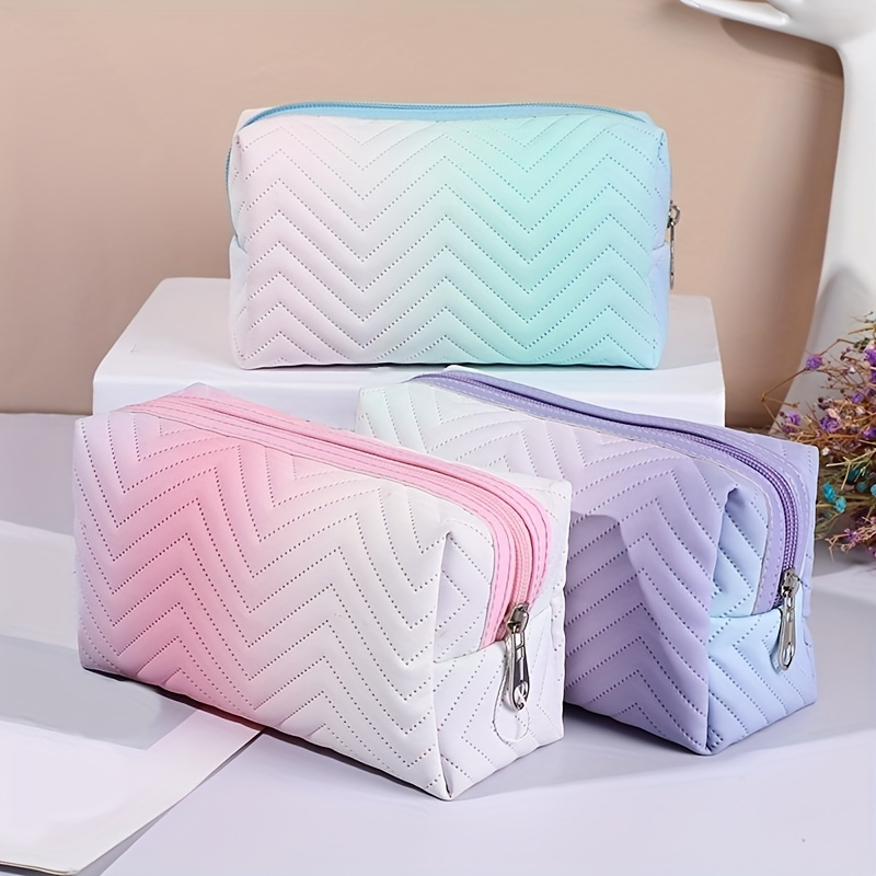 

Waterproof Ombre Makeup Bag For Women - Portable Travel Cosmetic Bag With Zipper Pouch - Perfect For Toiletry Needs